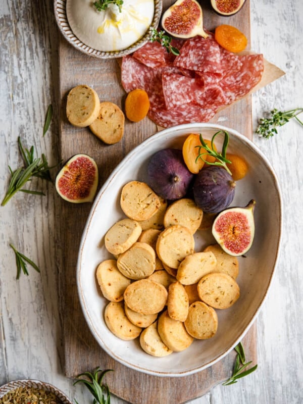Parmesan cheese cookies in a bowl