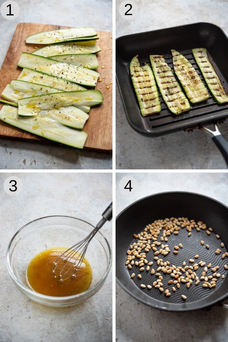 Step by step photos for making a grilled zucchini salad