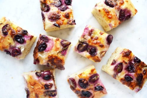 Red grape focaccia with mozzarella cheese Inside The Rustic Kitchen