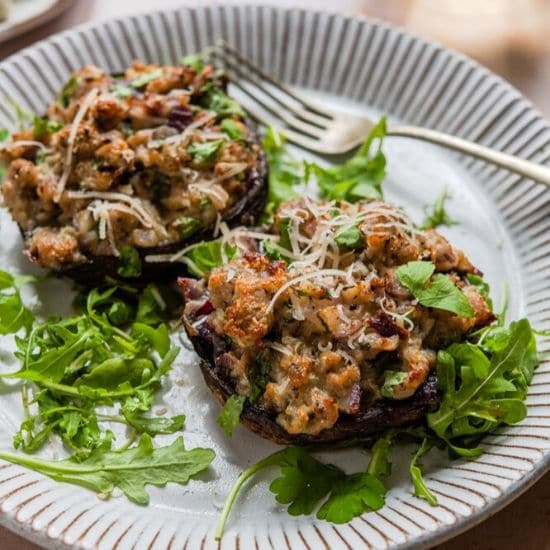 Sausage Stuffed Mushrooms with Gorgonzola