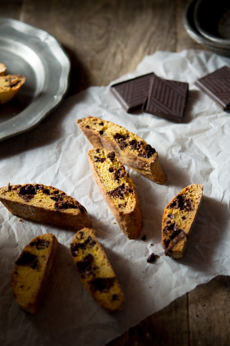 Orange chocolate cantucci biscuits. A simple, easy and delicious recipe for a traditional Italian cookie that's perfect for dunking in small glasses on vin santo (dessert wine). Authentic Italian recipes and Traditional Italian recipes at Inside The Rustic Kitchen.