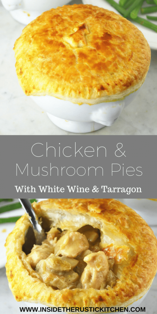 chicken and mushroom pies pin www.insidetherustickitchen.com