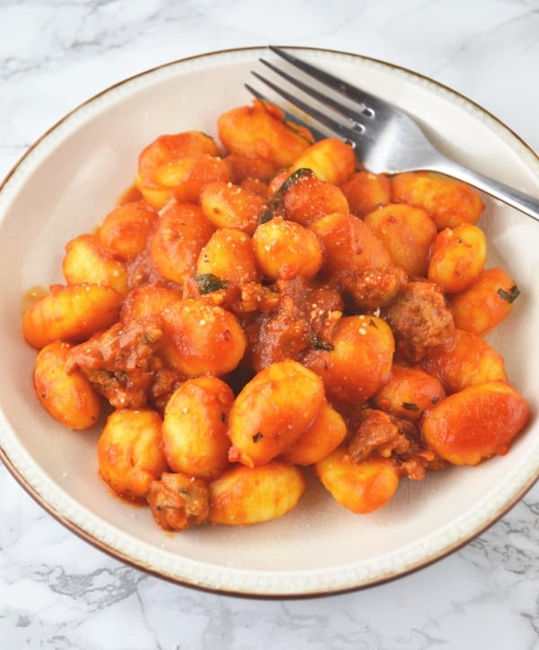 Gnocchi with tomato and Nduja www.insidetherustickitchen.com