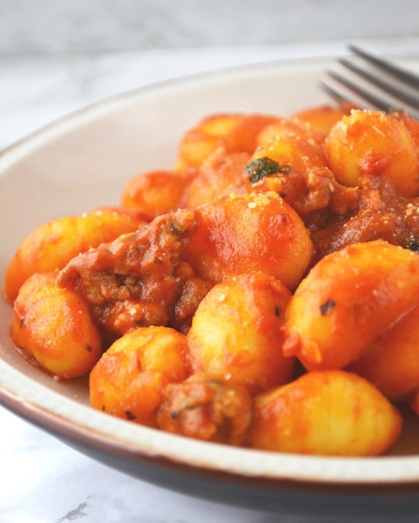 Gnocchi with tomato and Nduja www.insidetherustickitchen.com