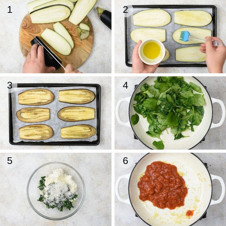 Step by step photos for how to make eggplant rollatini