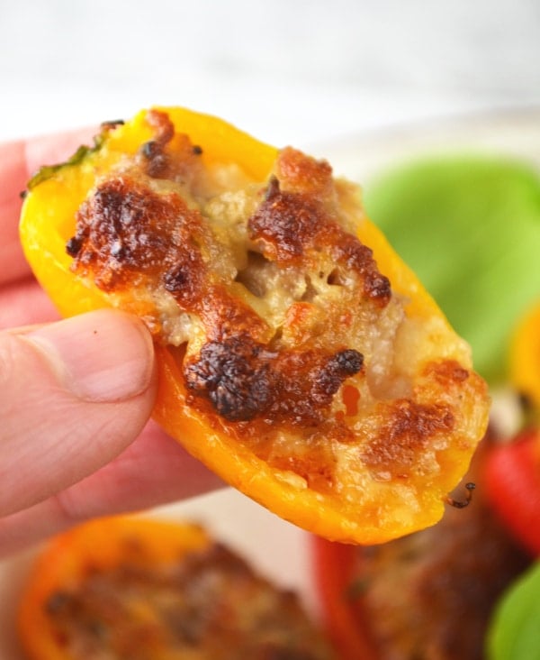 Sausage and Stracchino stuffed sweet mini peppers www.insidetherustickitchen.com