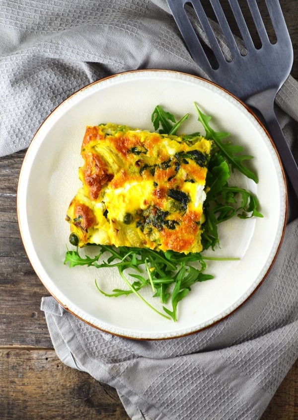 Spinach and artichoke frittata www.insidetherustickitchen.com