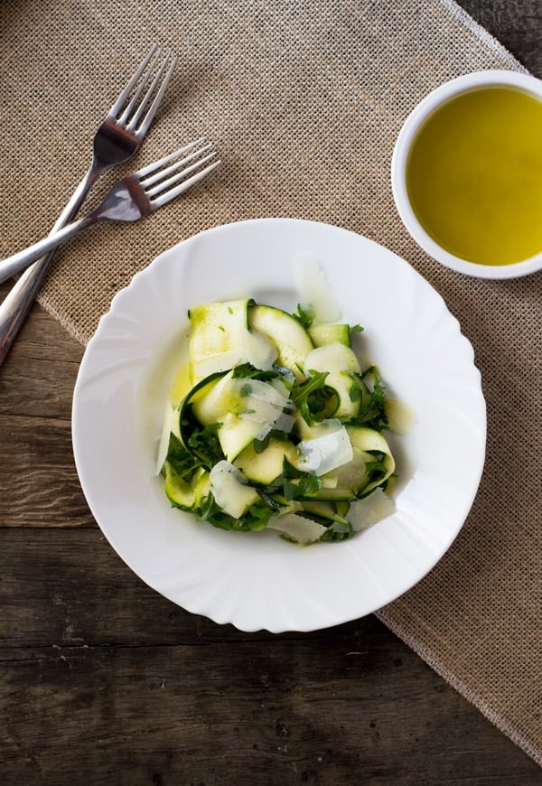 Zucchini ribbon salad insidetherustickitchen.com