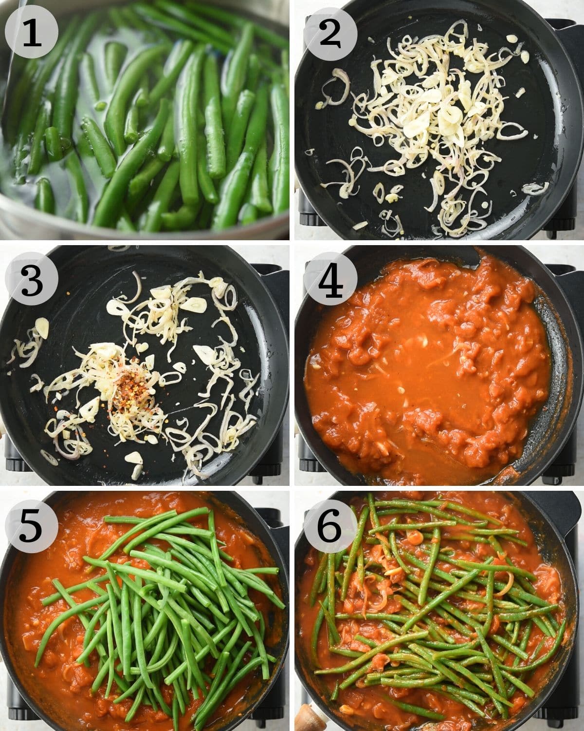 Step by step photos for making Italian green beans