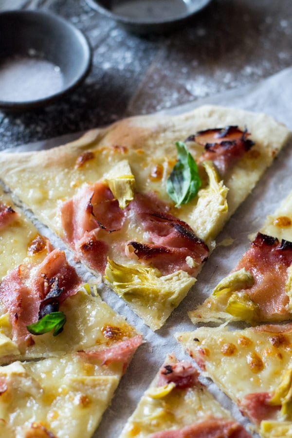 Prosciutto Cotto and Artichoke Heart Pizza - Inside The Rustic Kitchen