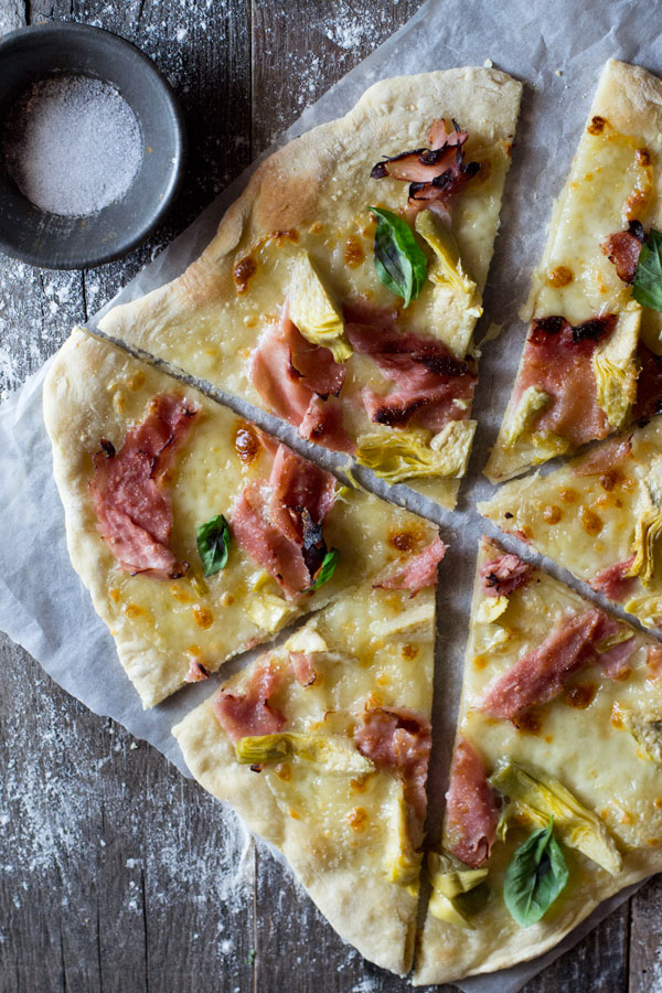 Prosciutto Cotto and Artichoke Heart Pizza - Inside The Rustic Kitchen