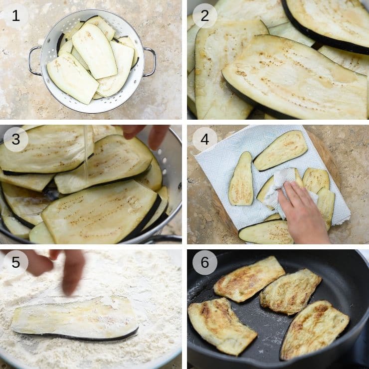 Step by step photos for how to prepare eggplant for eggplant parmigiana