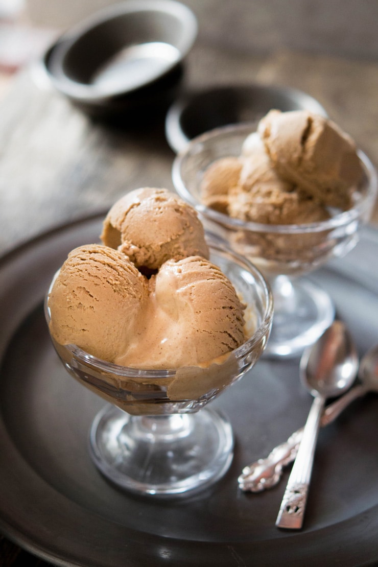 Chocolate hazelnut ice cream, a simple and fun recipe that will put you in nutty, chocolatey ice cream heaven. More authentic Italian recipes and traditional Italian recipes at Inside The Rustic Kitchen.