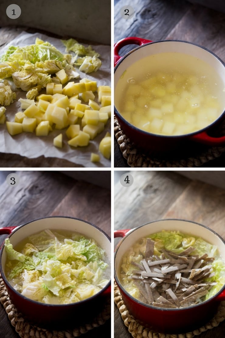Step by step photos on how to make pizzoccheri pasta