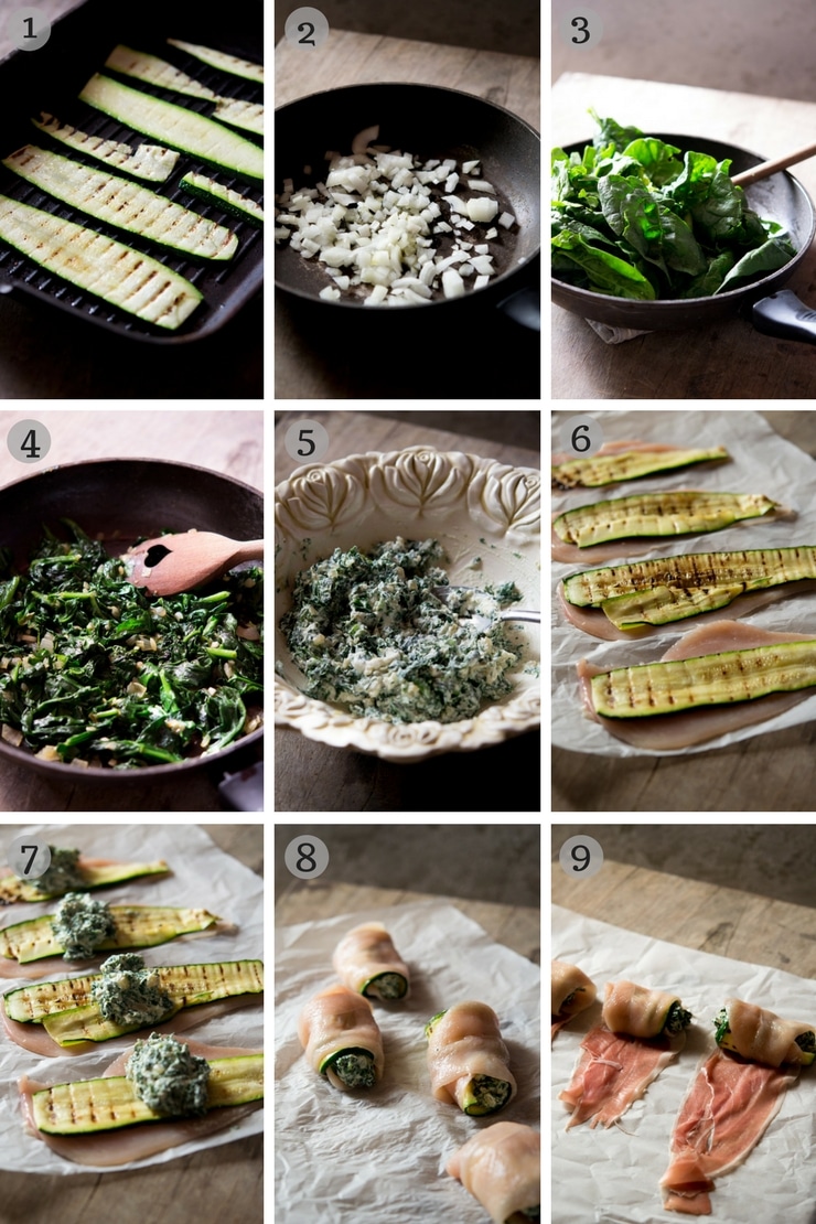 Step by step photos on how to make chicken involtini 