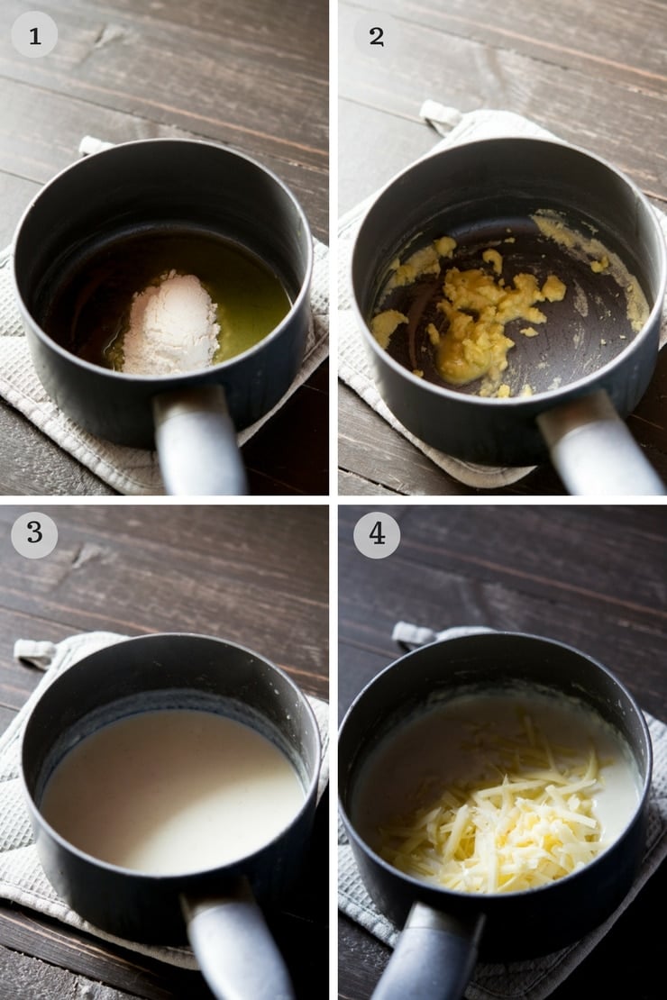 Step by step photos on how to make bechamel sauce