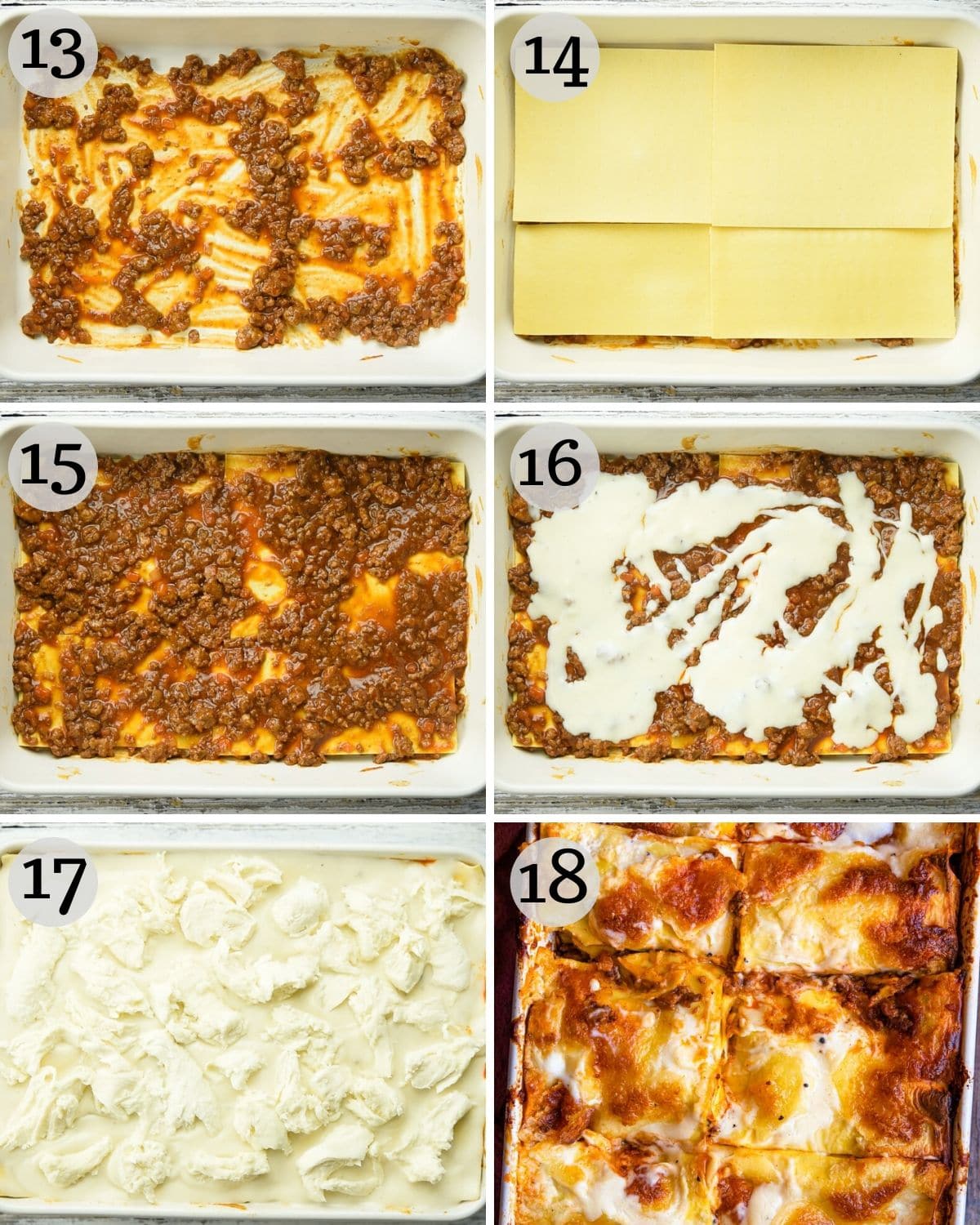 step by step photos for how to assemble a beef lasagne