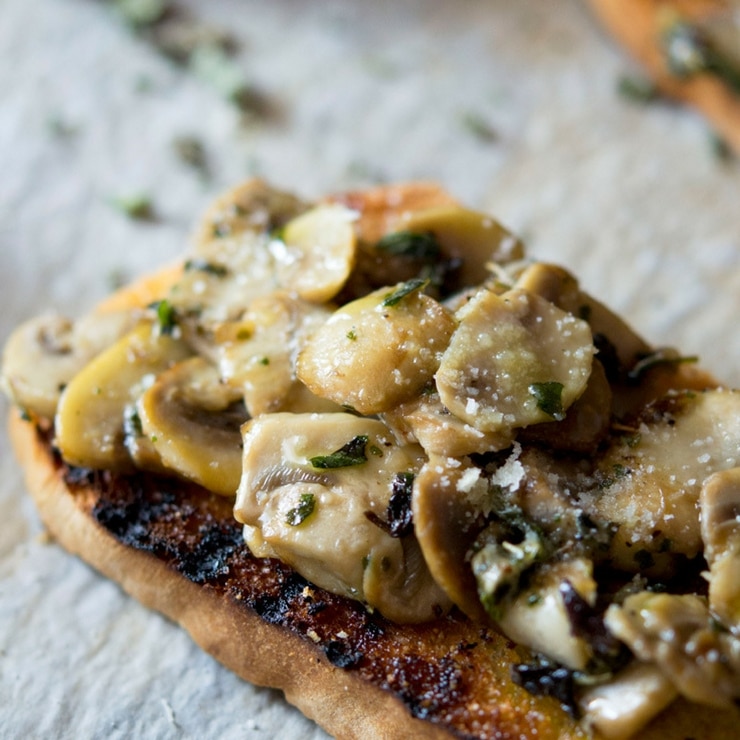 Easy Parmesan Mushroom Crostini