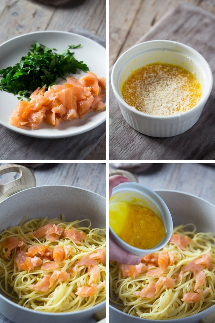 step by step photos for making smoked salmon pasta