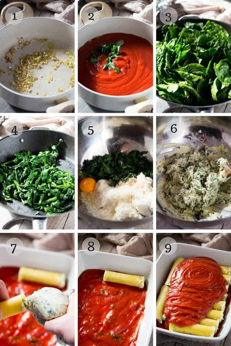 step by step photos for making spinach and ricotta cannelloni