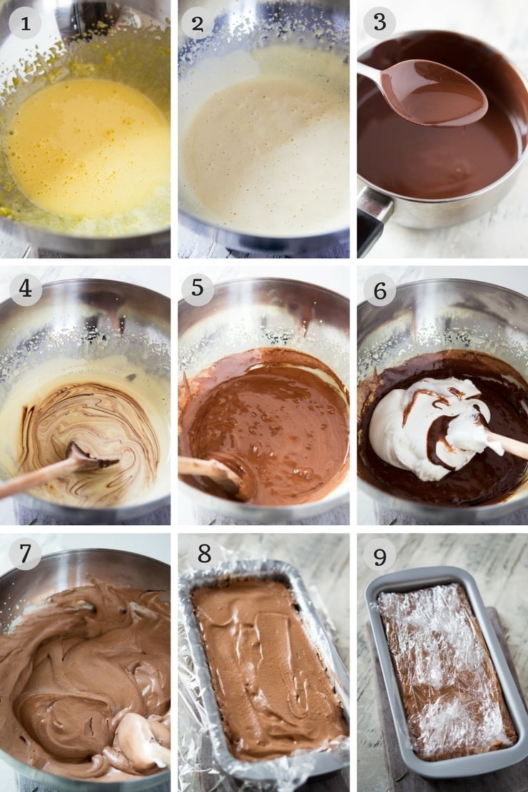 step by step photos for making a chocolate semifreddo recipe