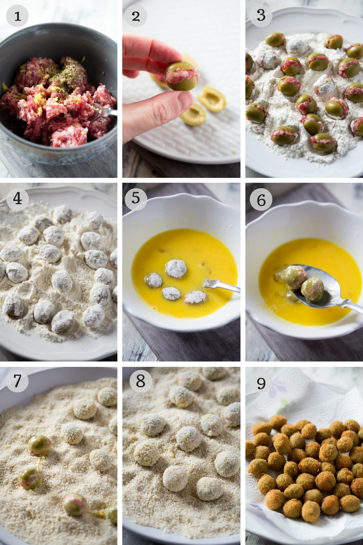 step by step photos for making sausage stuffed olives