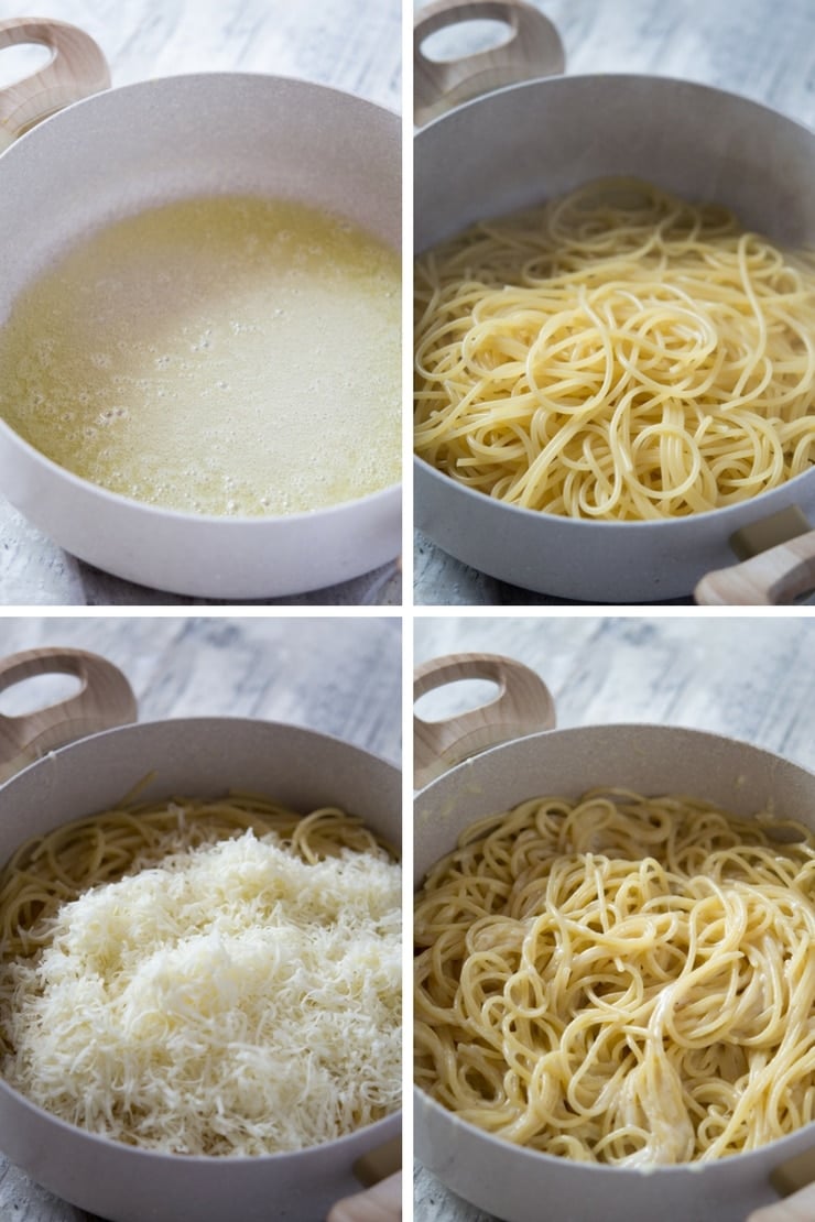 Step by step photos for how to make a cacio e pepe recipe