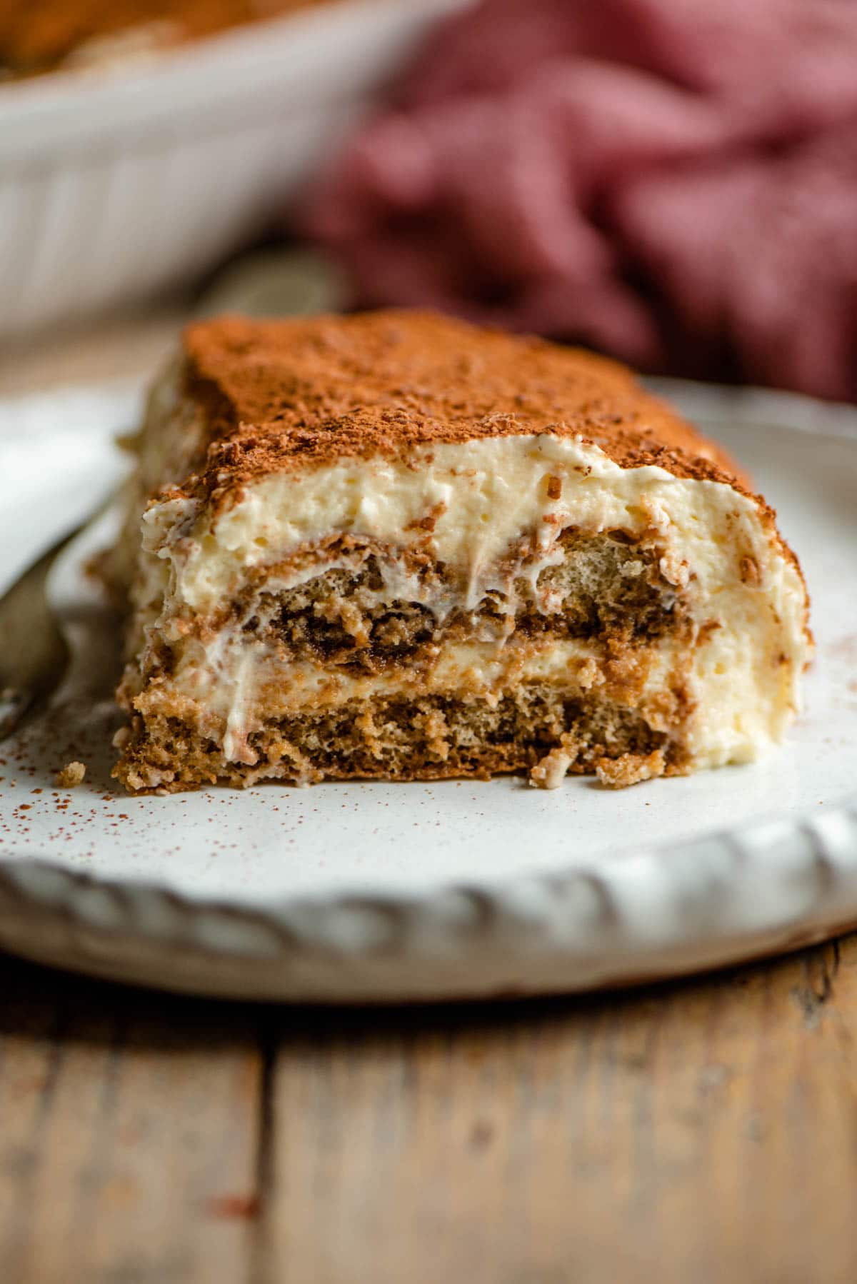 A slice of tiramisu on a plate