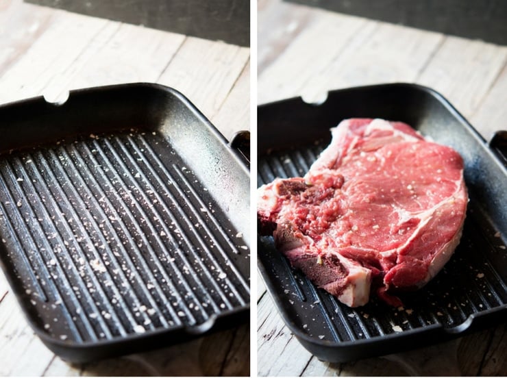 Step by step photos of grilling a Florentine steak