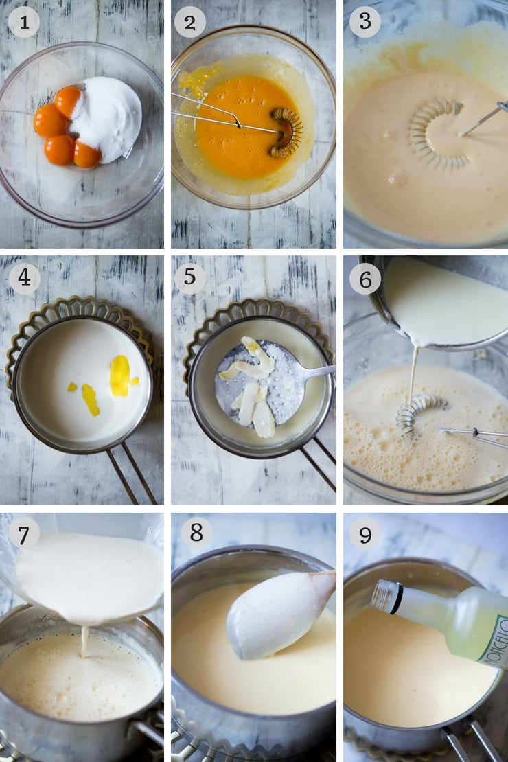 Step by step photos showing how to make lemon ice cream