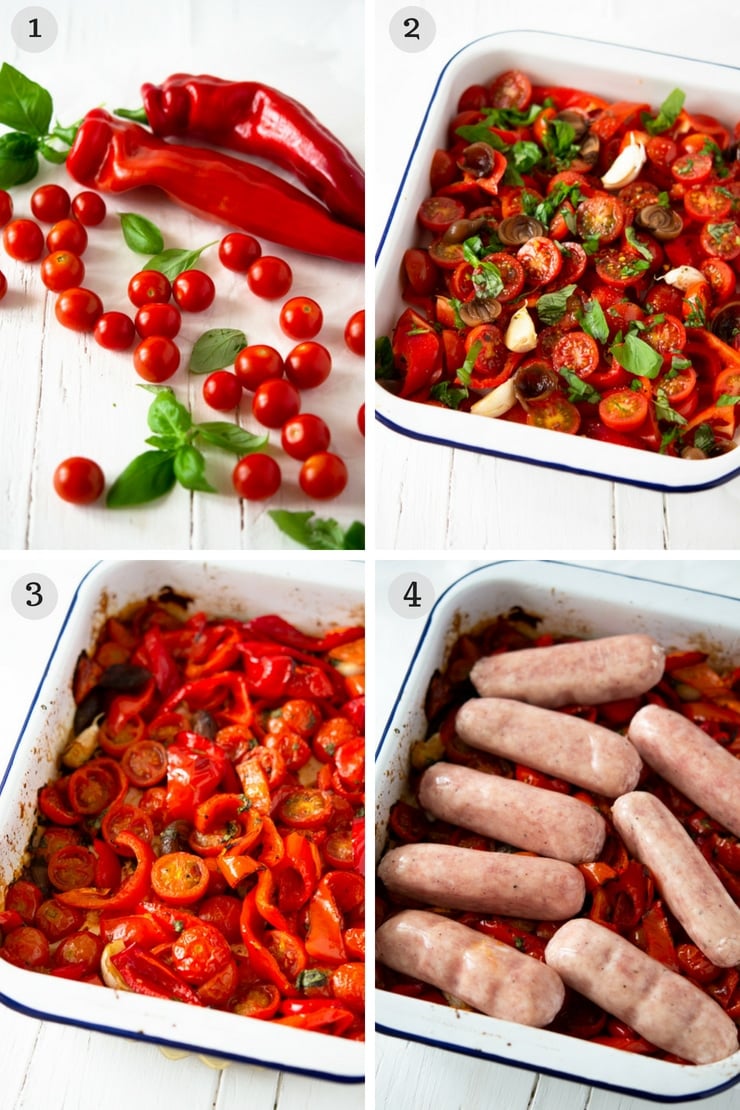 Step by step photos for making an Italian sausage bake