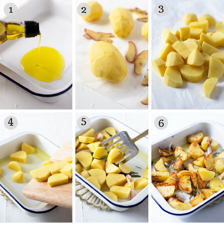 Step by step photos for making Italian roast potatoes