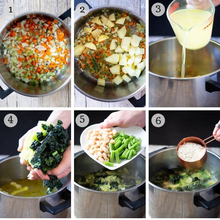 Step by step photos for making Tuscan minestrone soup