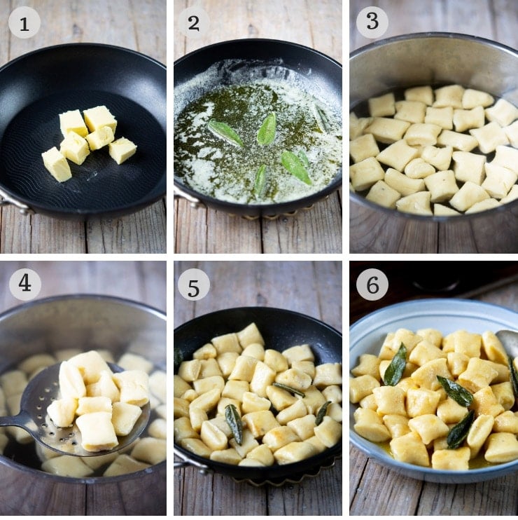 Step by step photos for making gnocchi with brown butter sage sauce