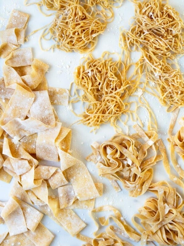 An overhead shot of homemade pasta dough