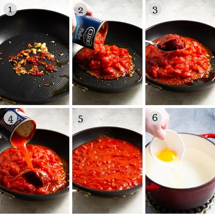 Step by step photos for how to make eggs in purgatory