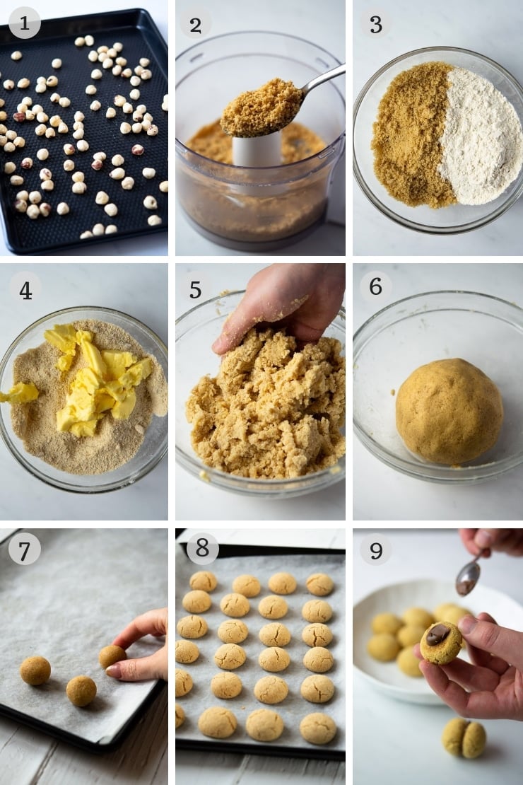 Step by step photos for making lady's kisses cookies