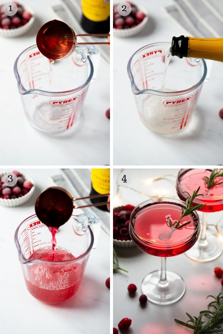 Step by step photos for making a Christmas cocktail