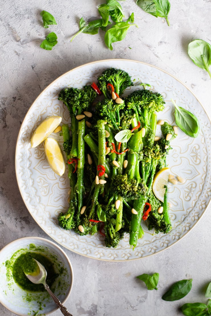 Sauteed Broccolini with Pesto, Pine Nuts & Chilli Inside The Rustic