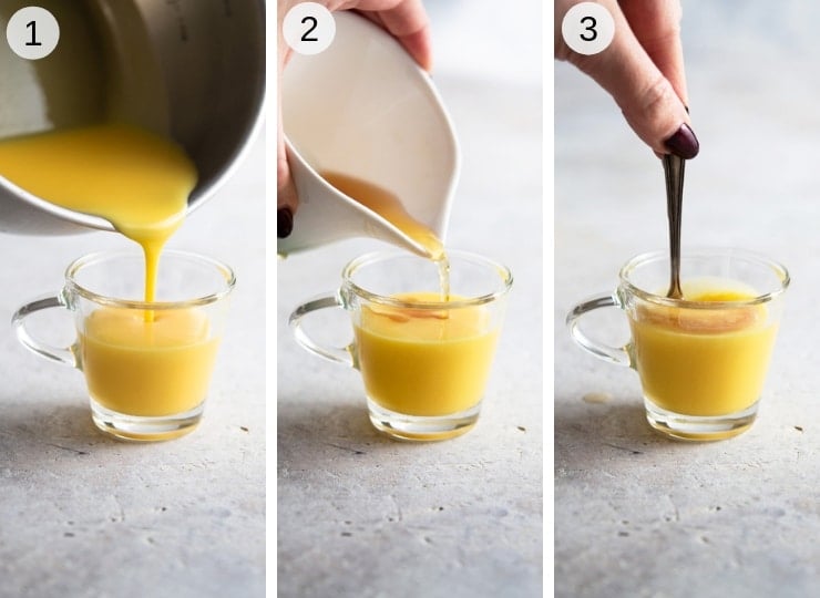 Step by step photos for making a bombardino drink