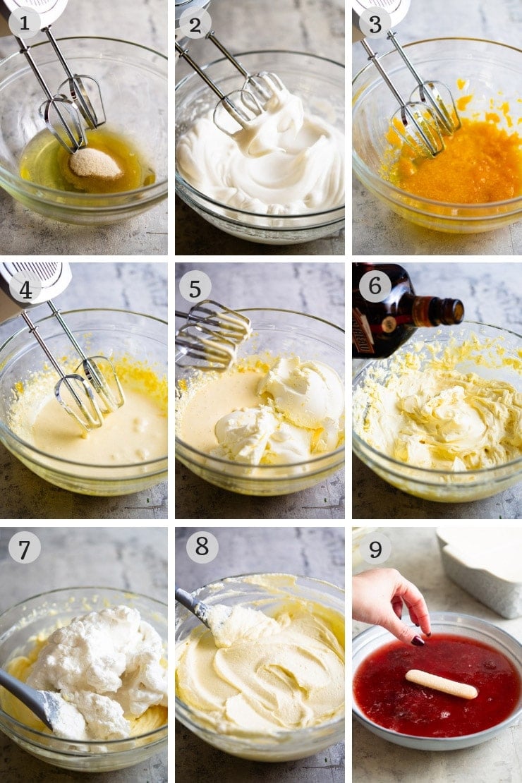 Step by step photos for making strawberry tiramisu