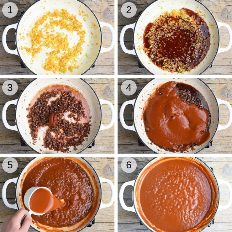 Step by step photos for making leftover pulled pork ragu