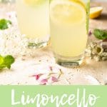A collage image of a limoncello mojito cocktail