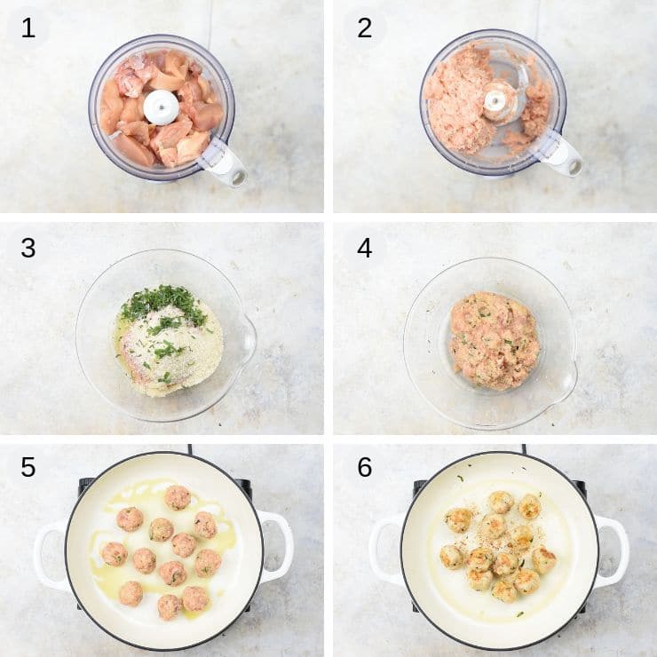 Step by step photos for making chicken meatballs from scratch