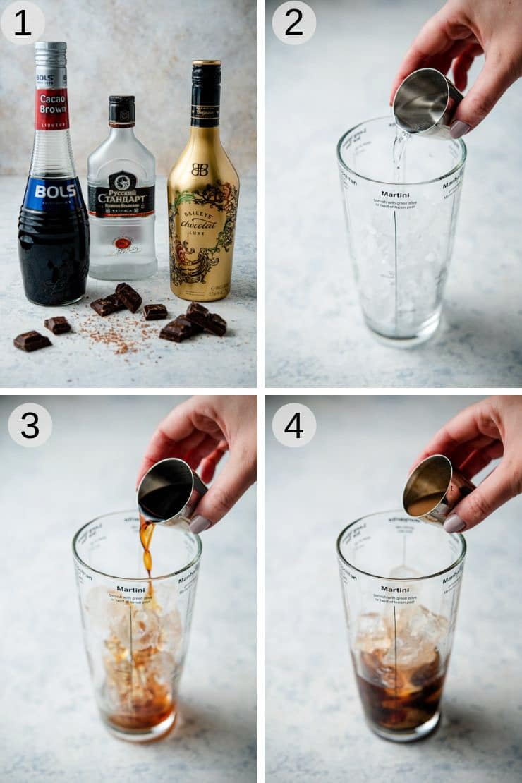 Step by step photos for making a chocolate martini
