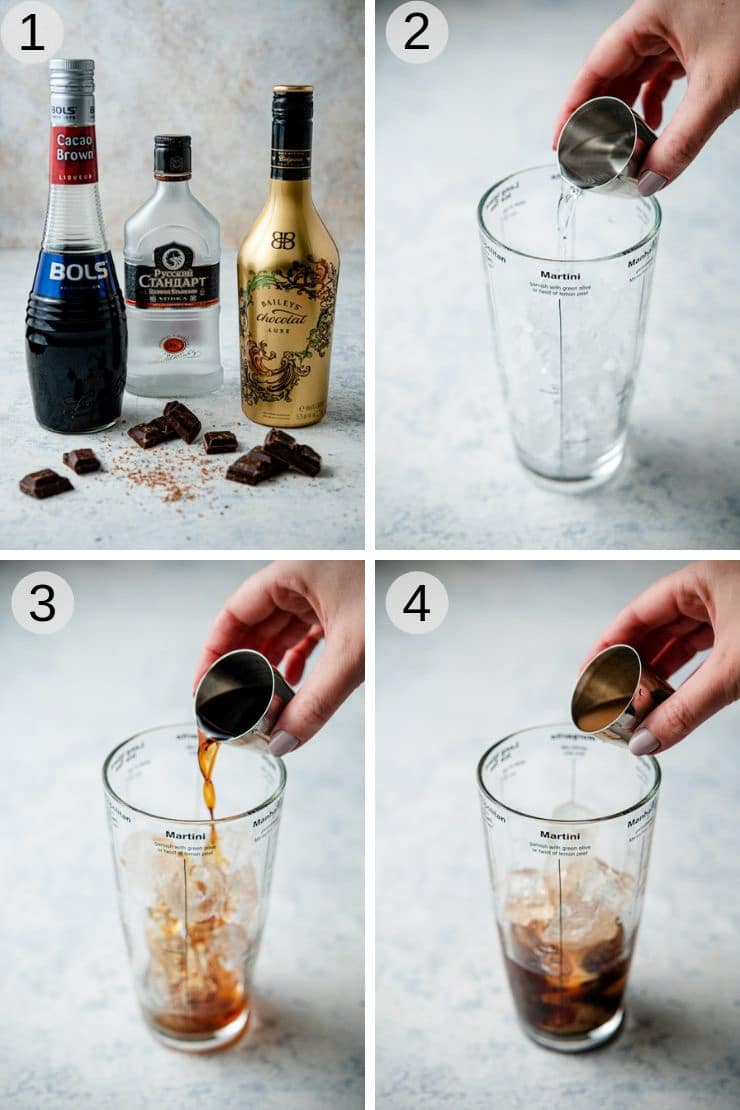 Step by step photos for making a chocolate martini