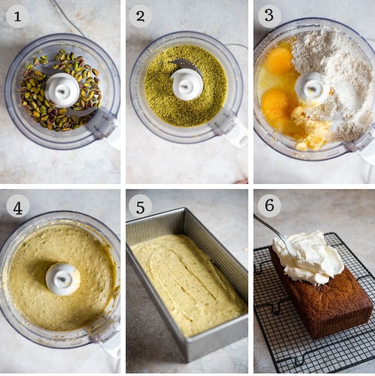 Step by step photos for making a pistachio cake