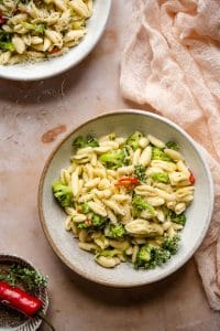 Cavatelli and broccoli in a bowl