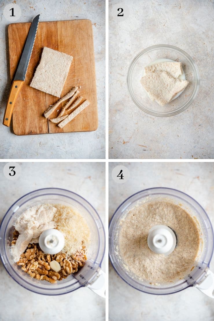 Step by step photos for making walnut sauce