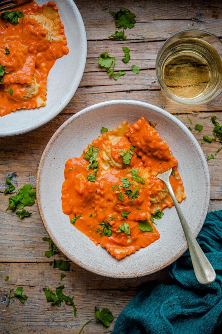 Lobster Ravioli with Vodka Cream Sauce Inside The Rustic Kitchen